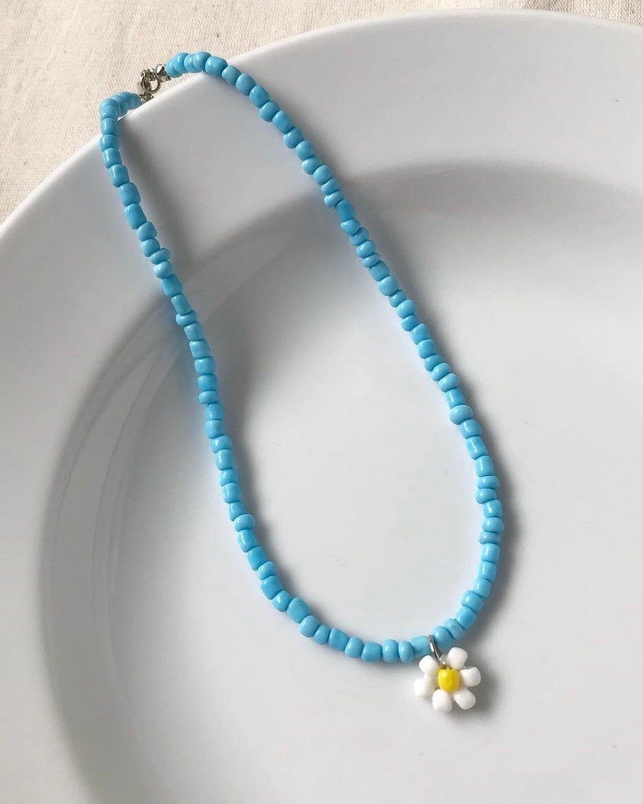 Giggle Blue Classic Beaded Necklace