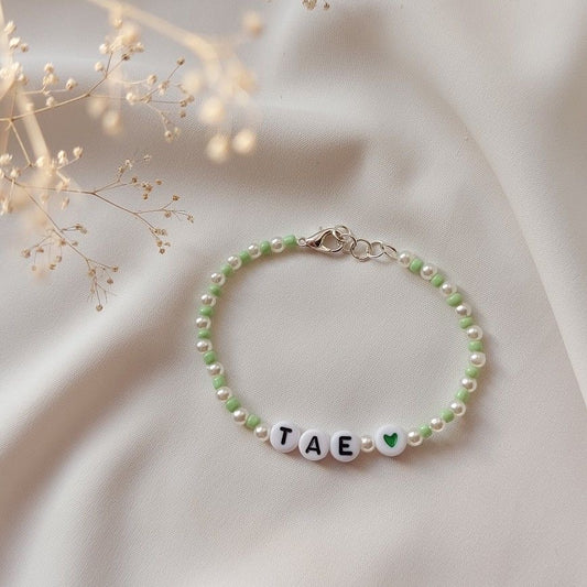 Tae Green Handmade Beaded Bracelet