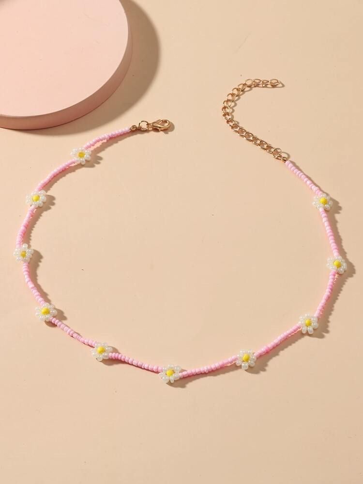 Pastels Hues Floral Beaded Necklace