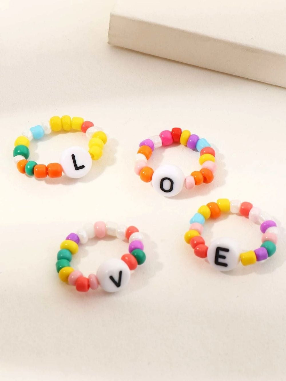 LOVE Classic Beaded Rings Set of 4