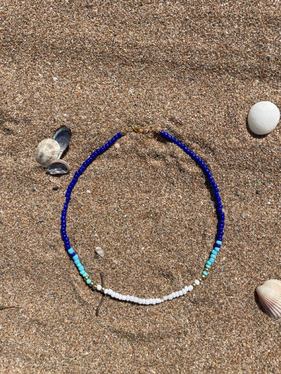 Seagulls Blue Classic Beaded Necklace