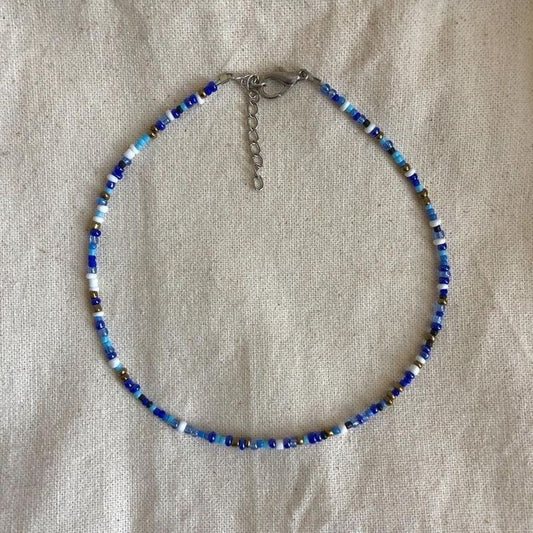 Back To You Blue Handmade Beaded Necklace