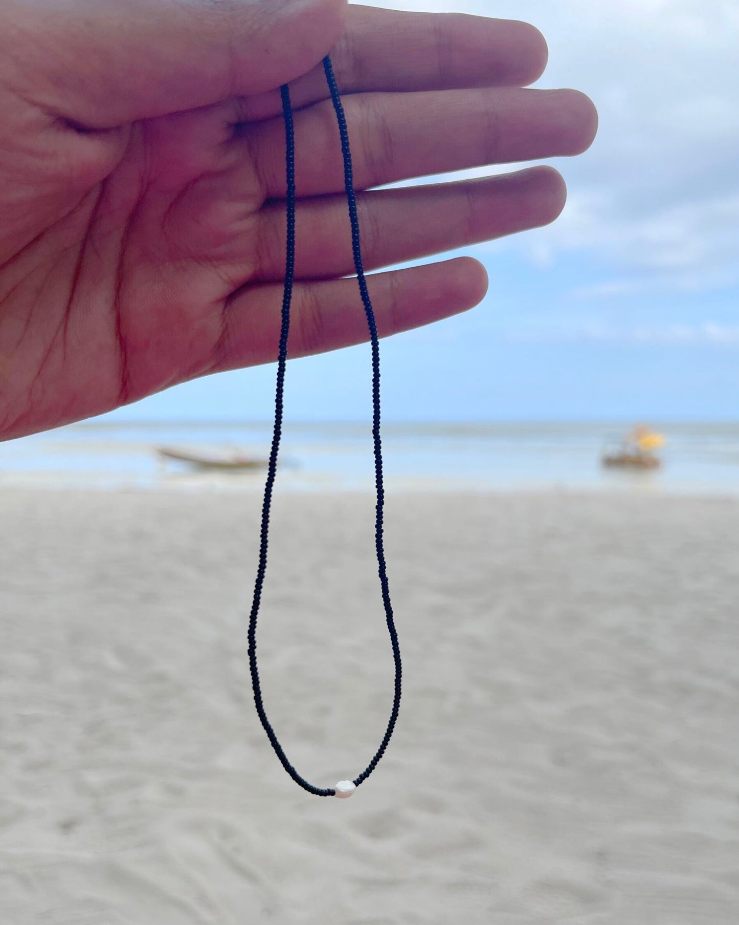 Lone Wolf Black Beaded Necklace