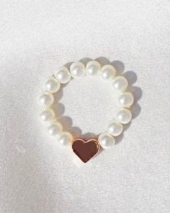 Pearly Heart Beaded Ring