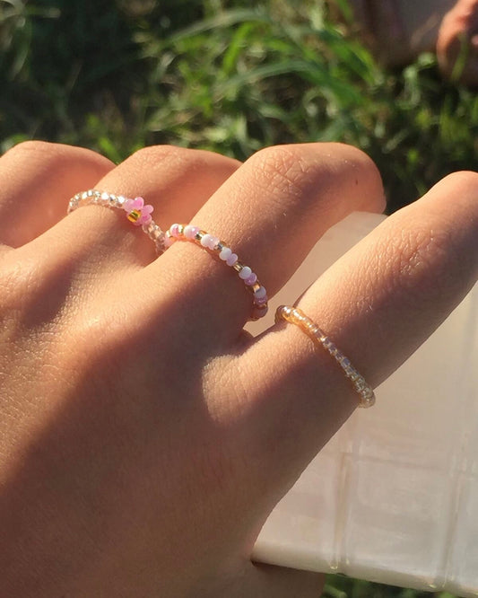 Everything Is Alright Pink Classic Beaded Rings Set